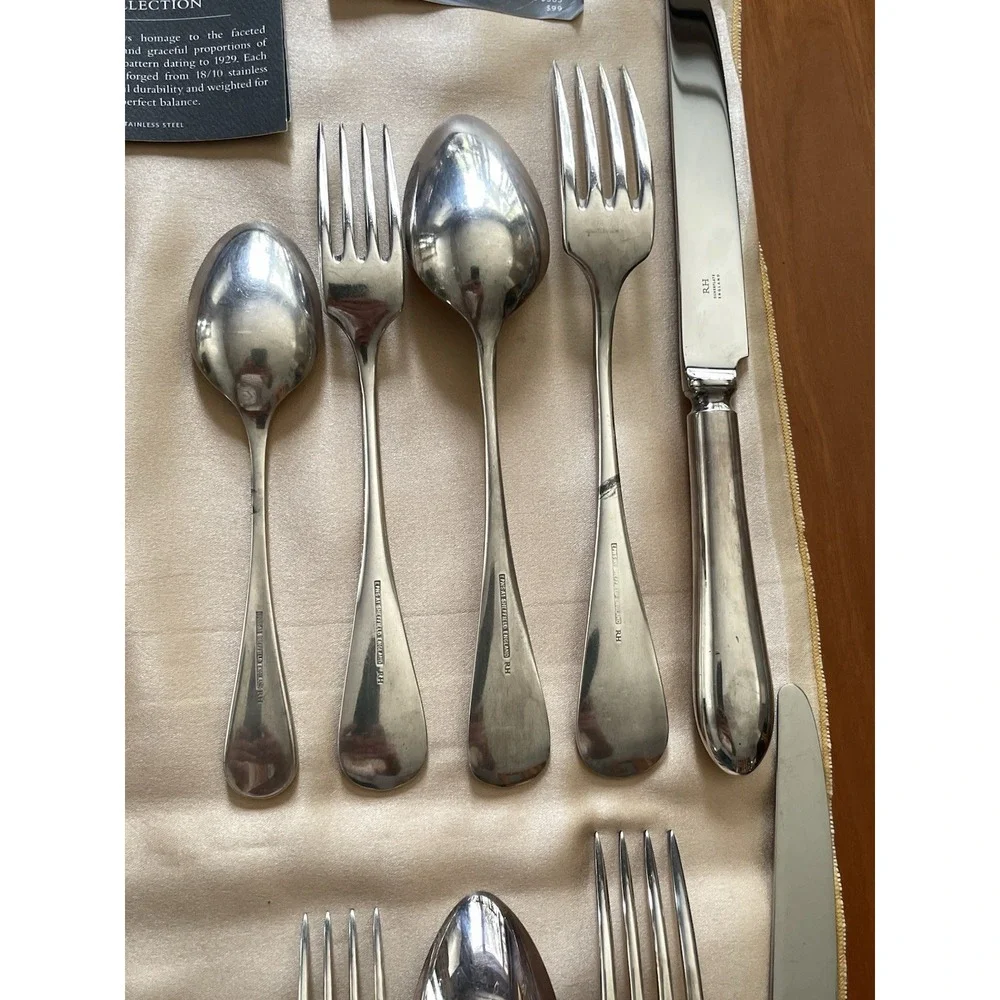 Restoration Hardware ENGLISH BAGUETTE Set of 20 SS 18/10 Silver Tone Flatware